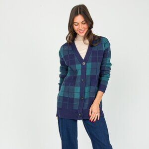 FORE Women's Plaid Green and Navy Sweater, size Small